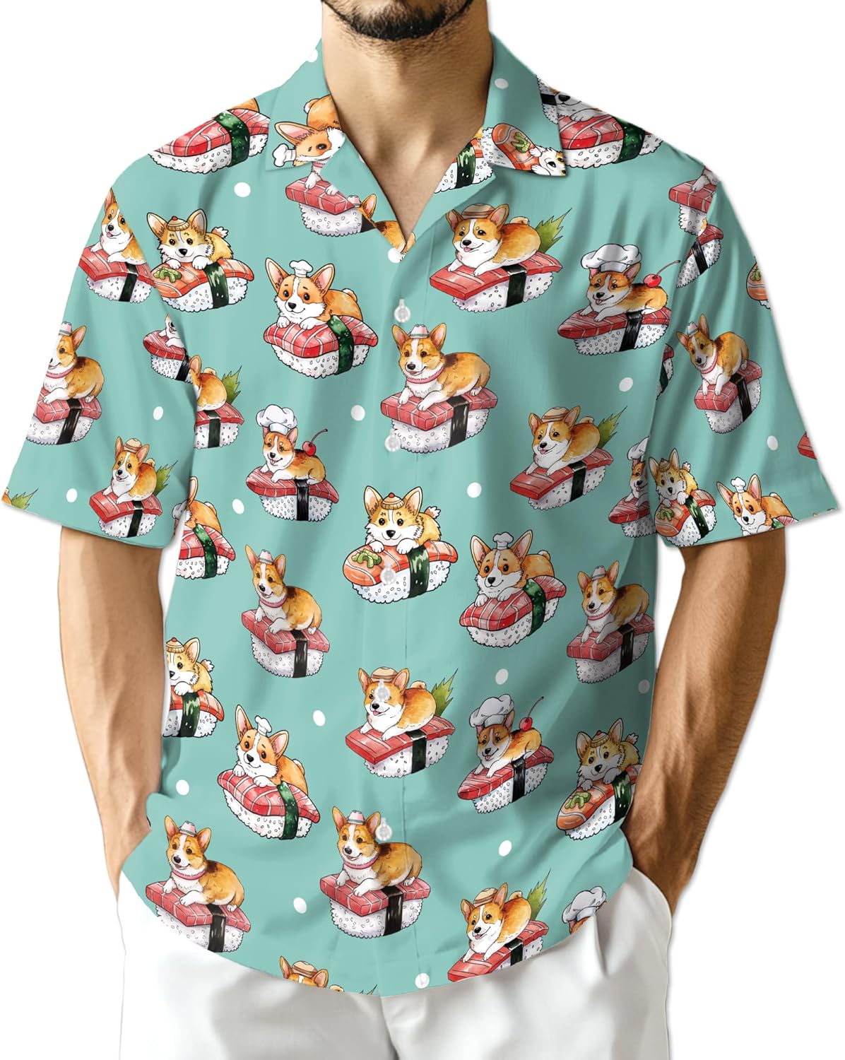 Boxer Dog Pattern Hawaiian Shirt for Men, Button Down Summer Beach Short Sleeve, Dog Lover Gifts, Sizes S-5XL