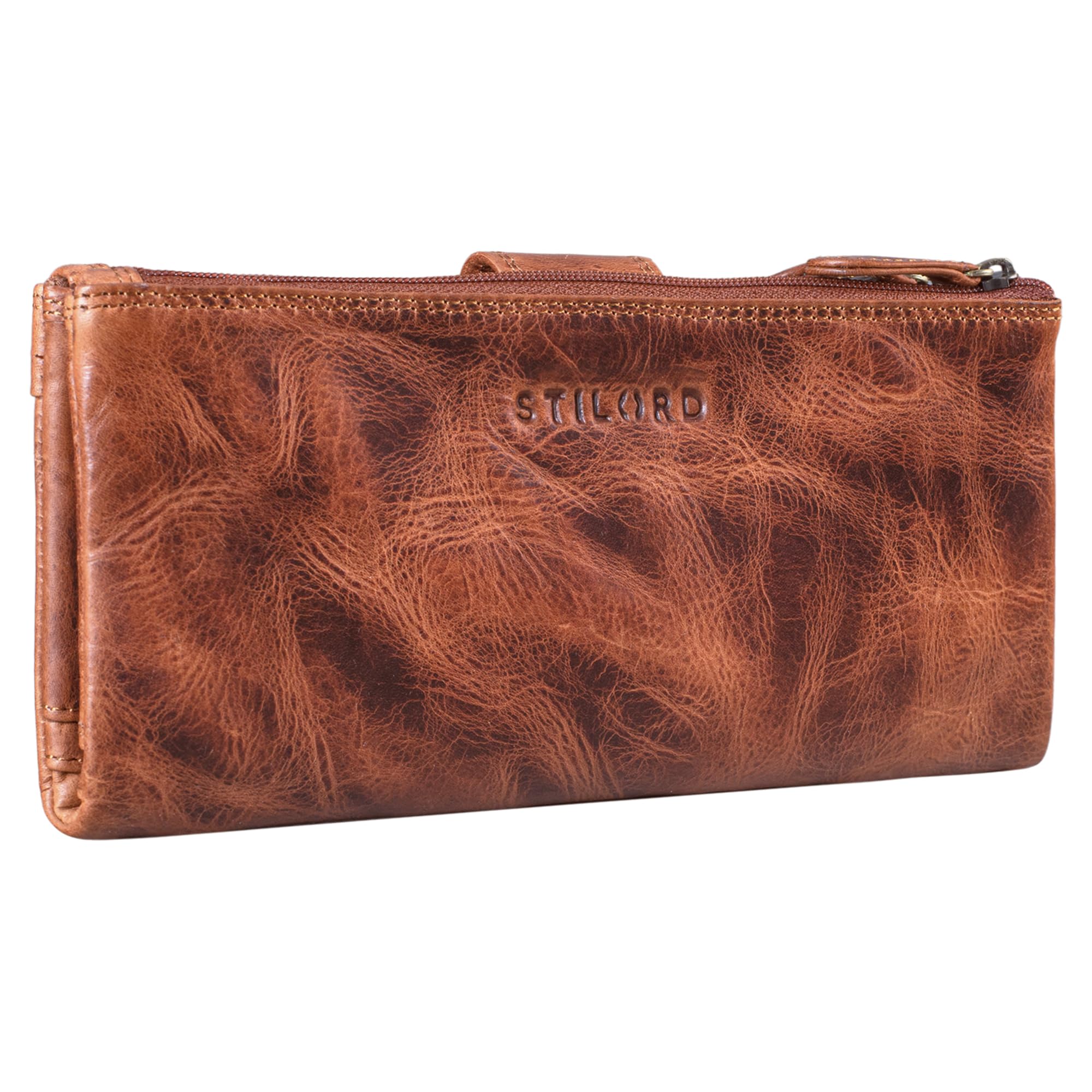STILORD “Camille” Portamonete Donna Grande Pelle Vintage Portafoglio Viaggio Pochette Porta Carte Credito Anti RFID Classico Borsellino Cuoio Genuino Colore:nero