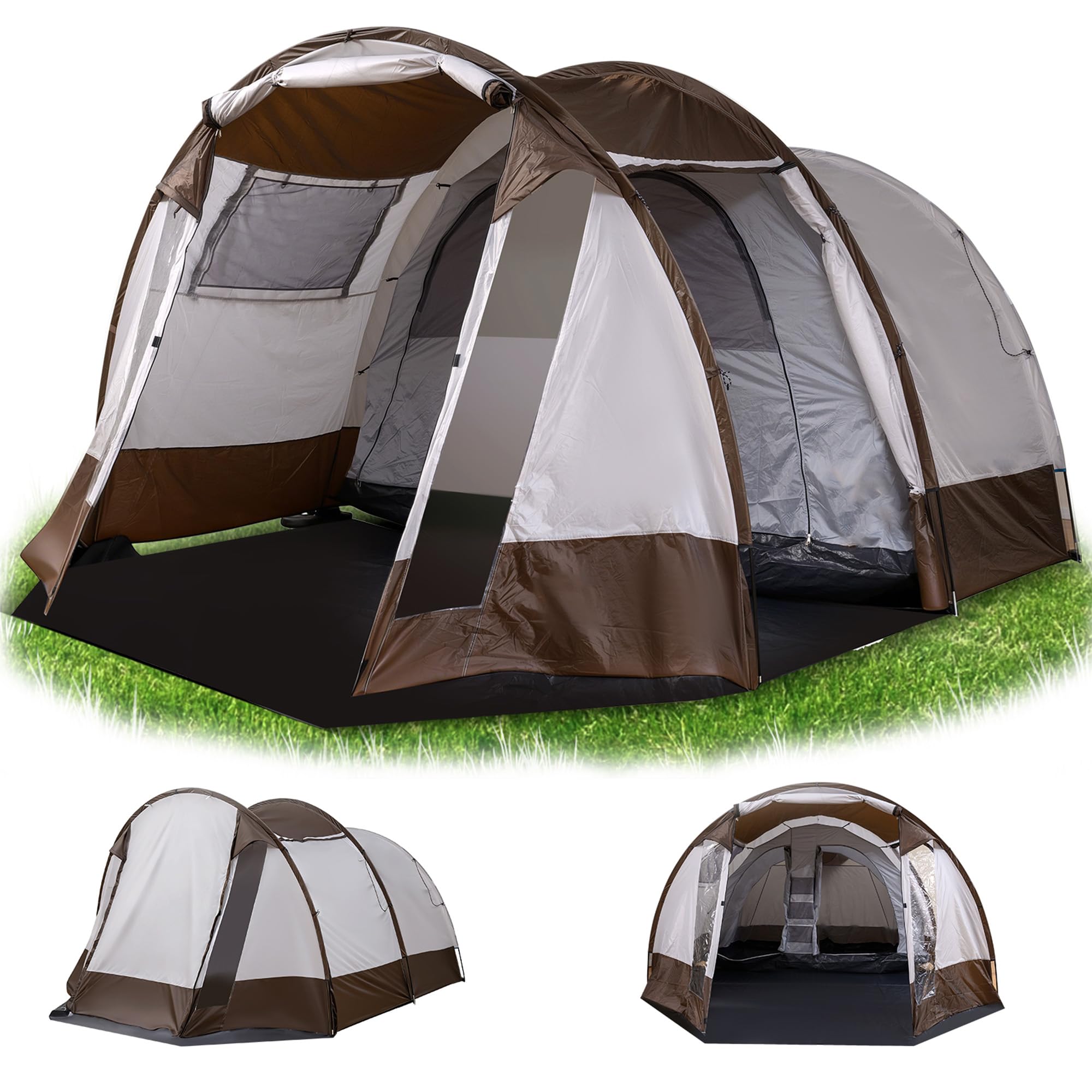 HOMASIS Tente de Camping avec Auvent 4-6 Personnes pour Famille, Tente Tunnel avec Salon et Porche, Sac de Transport, pour Camping, Voyage, 450 x 330 x 202CM