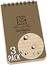 Rite in the Rain Weatherproof Top Spiral Notebooks, 3" x 5", Tan Cover, 3 Pack (No. 935T-3X)