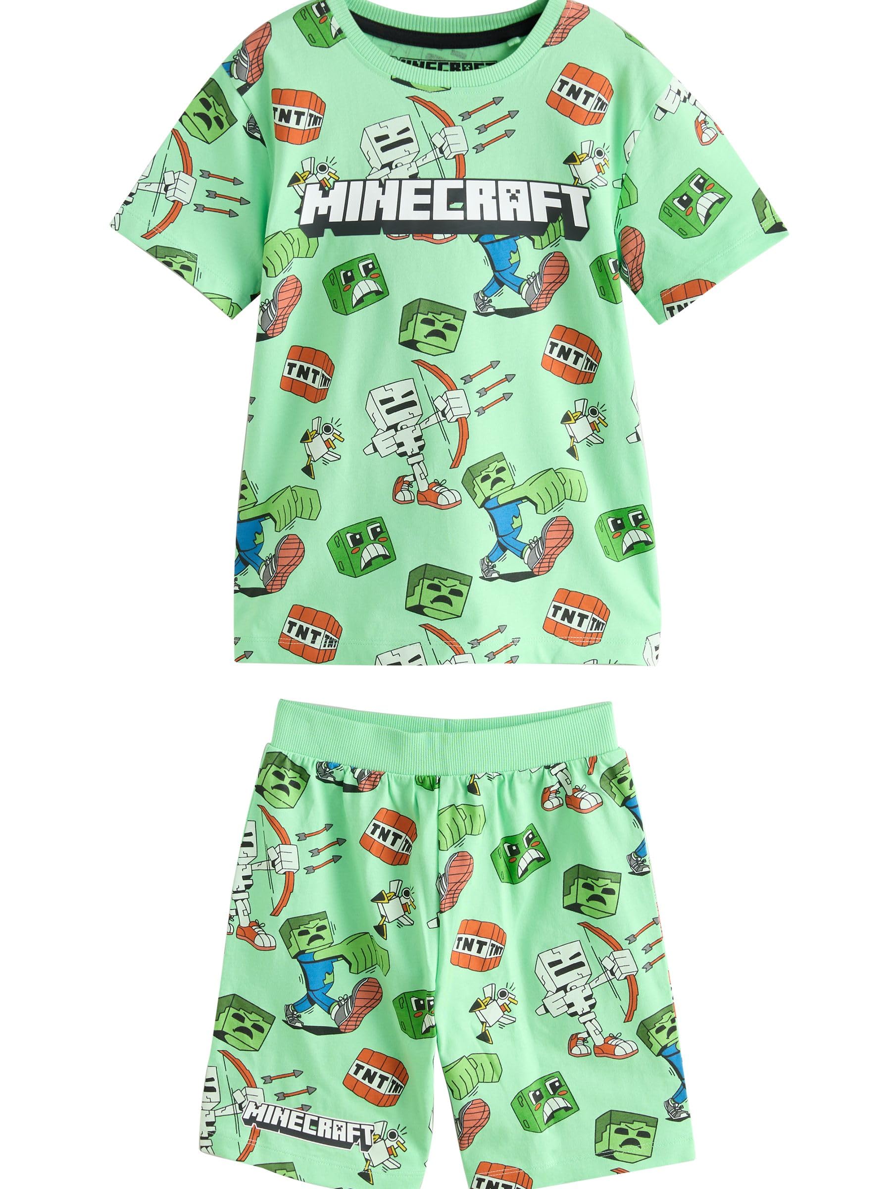 NEXT Ragazzo Confezione da 3 Pigiami Corti Minecraft in 100% Cotone