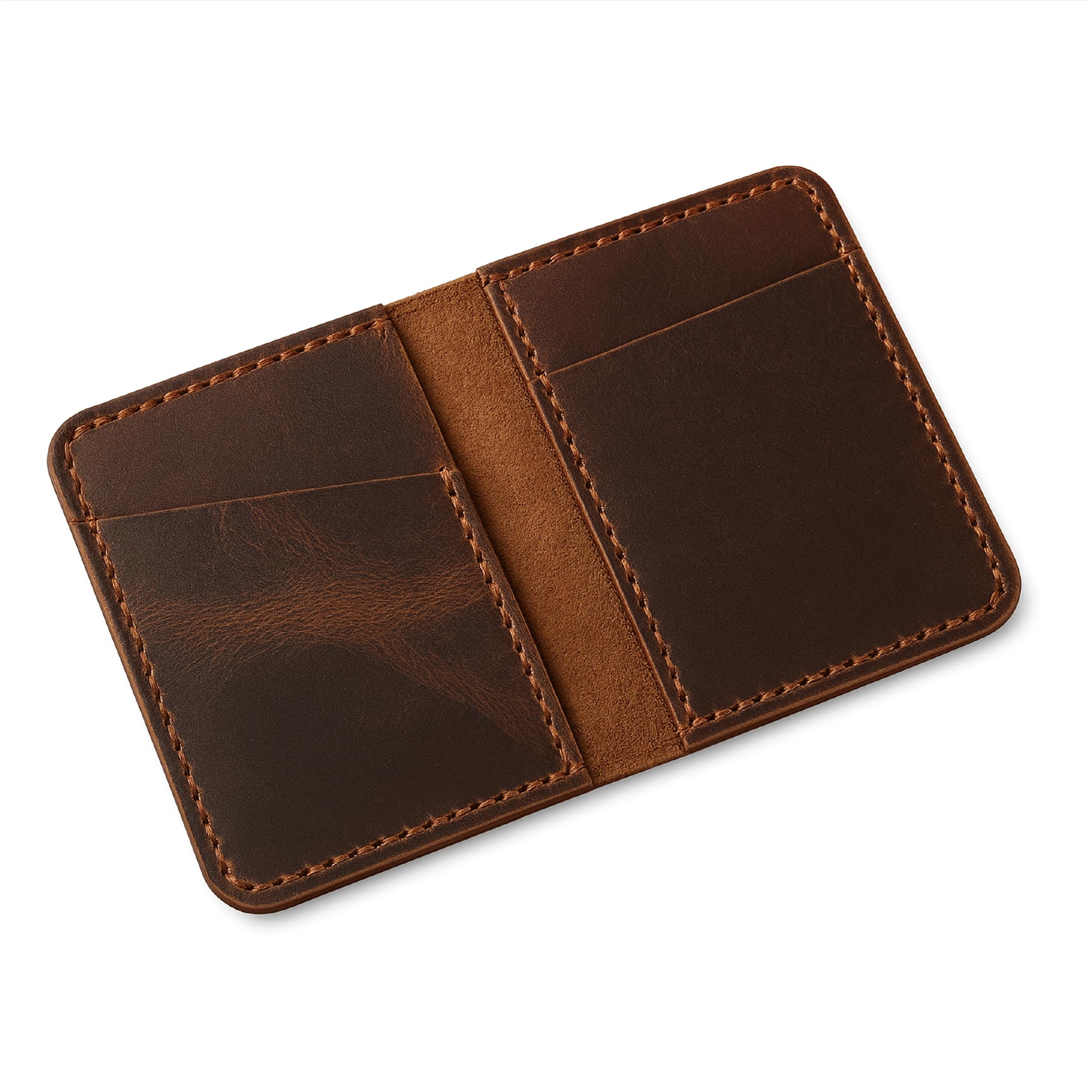 The AntiqBifold Leather Wallet Vintage Leather Wallet - Credit Card Case Money Organizer Gift for Him Brown 4 x 3inches