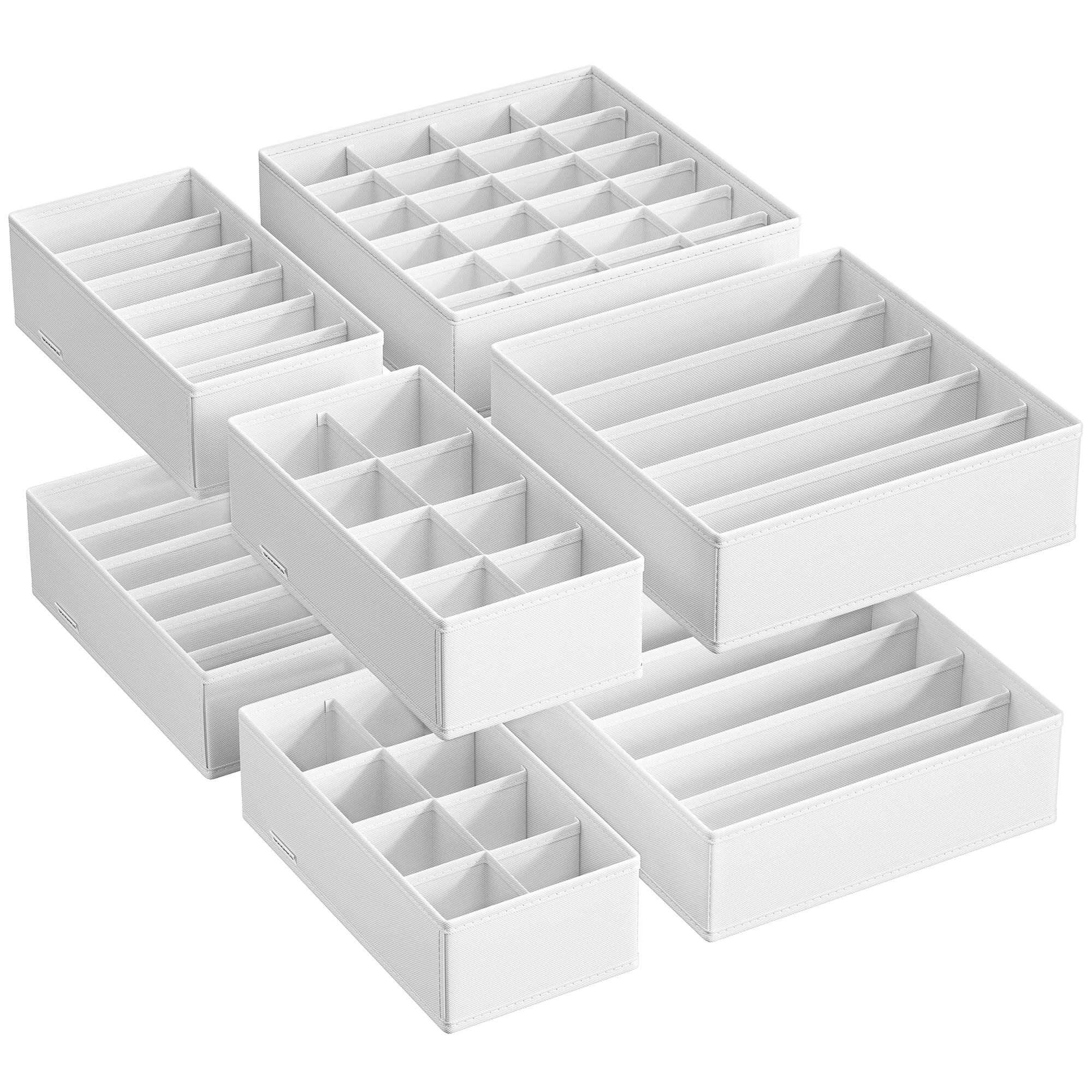 AiQInu Organizer Cassetti per Reggiseni,Set di 2 Organizzatore Cassetti Intimo Pieghevoli con 7 Scomparti,Organizer Armadio Biancheria Intima Divider Tessuto per Riporre Reggiseni,Calze e Cravatte