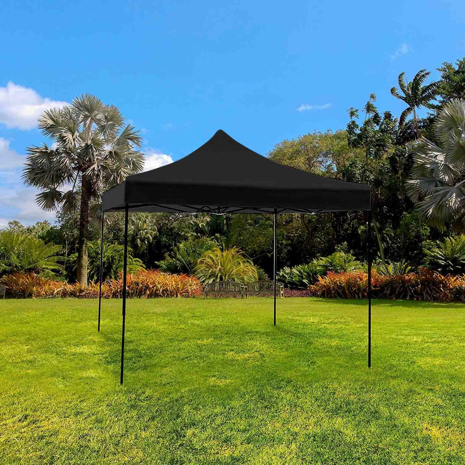 KEBON - GAZEBO DA GIARDINO 3X3 IMPERMEABILE TENDONE PIEGHEVOLE PER FIERE… (Nero)