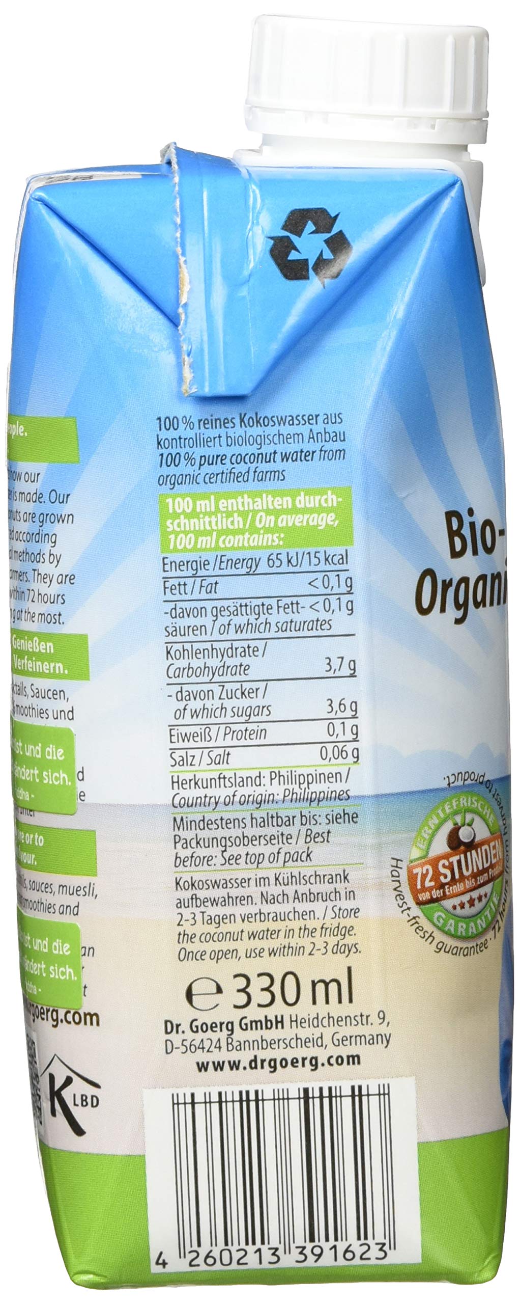 Dr. Goerg Premium Bio-Kokoswasser, 6er Pack (6 x 330 g)