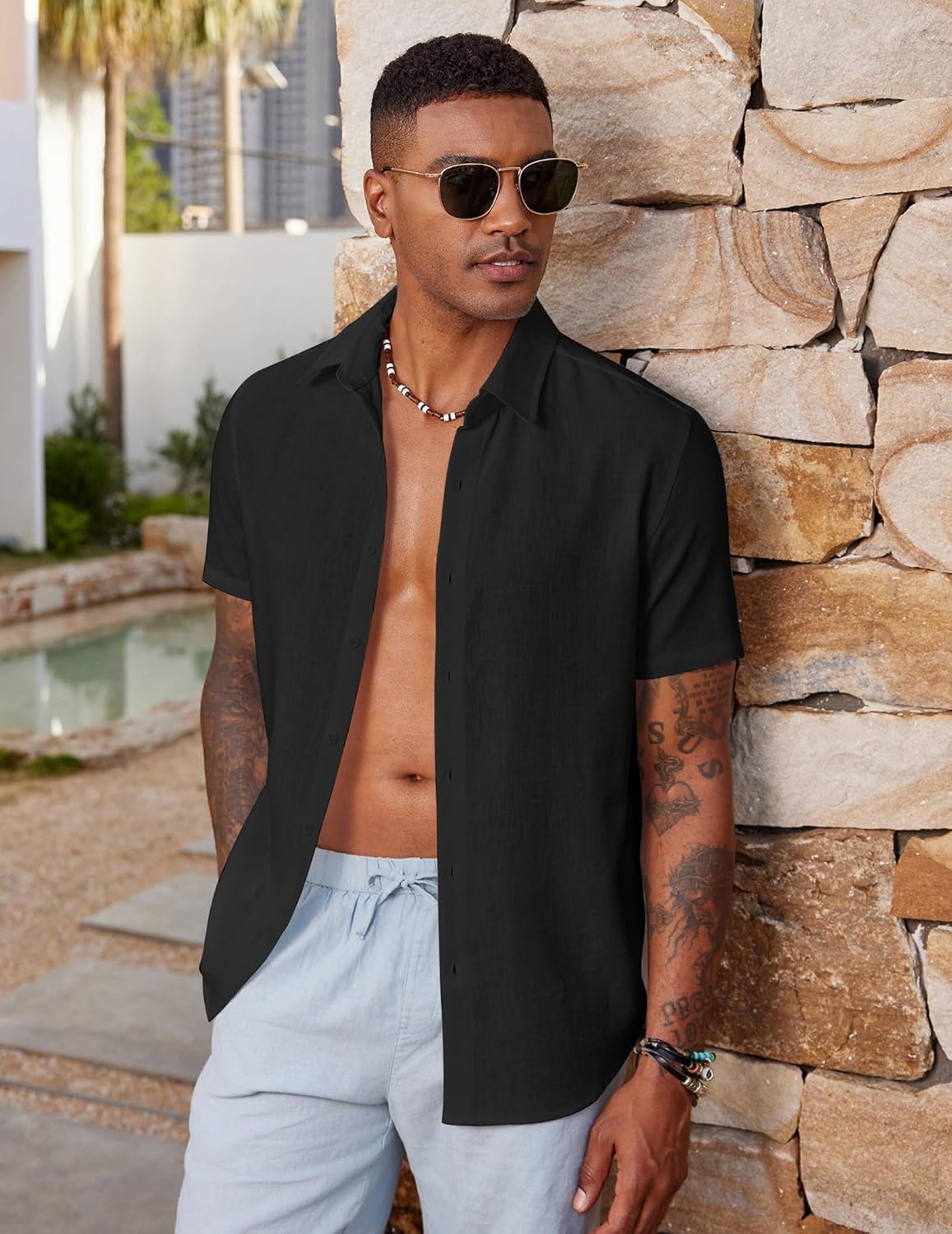 COOFANDY Men's Short Sleeve Button Down Shirt Casual Summer Beach Wedding Vacation Shirts - Image 4