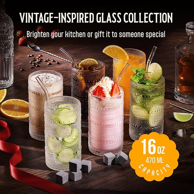 Set de 6 Vasos Florvani Hobnail 16 oz - Vidrio Transparente miniatura 3