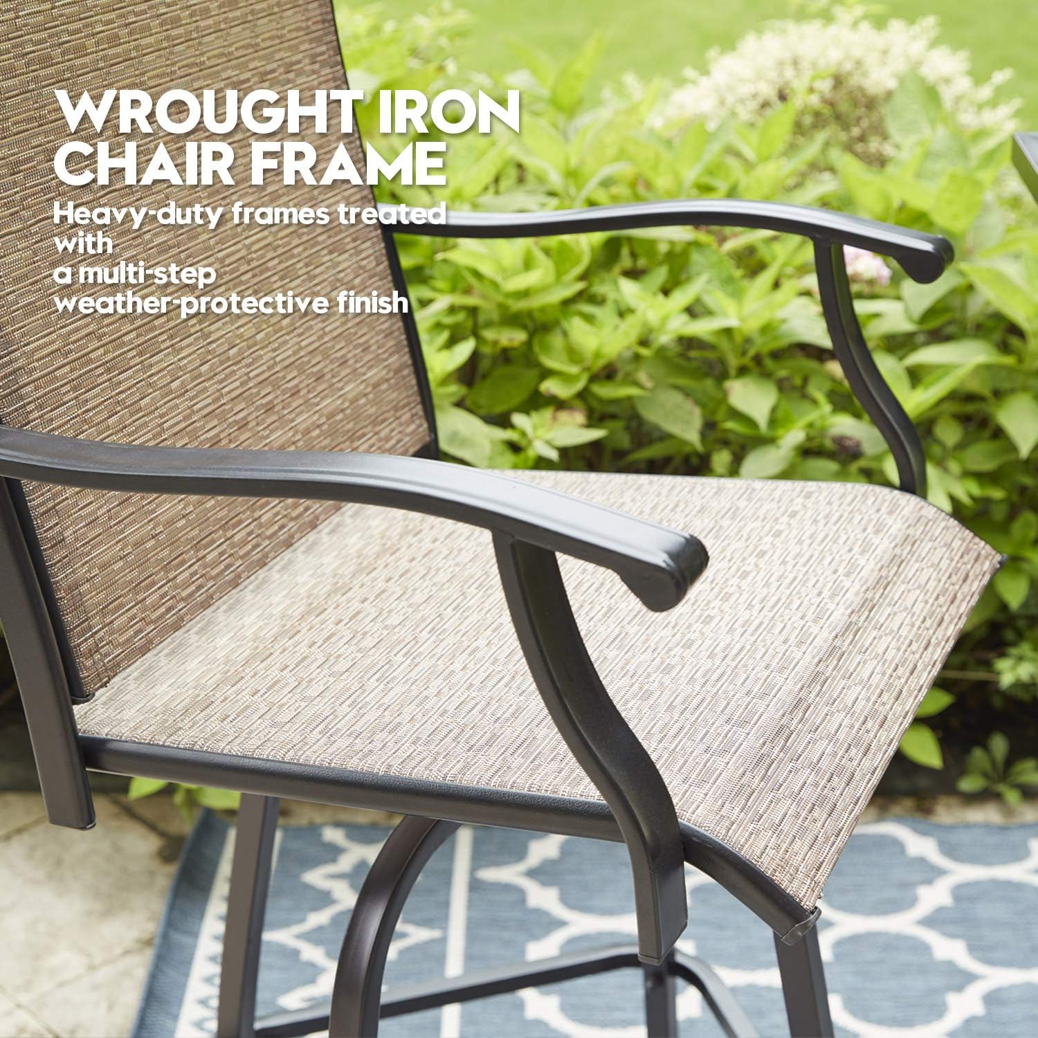 VICLLAX Outdoor Swivel Bar Stools Set of 2 All-Weather Patio Bar Height Chairs for Garden Backyard : Patio, Lawn & Garden