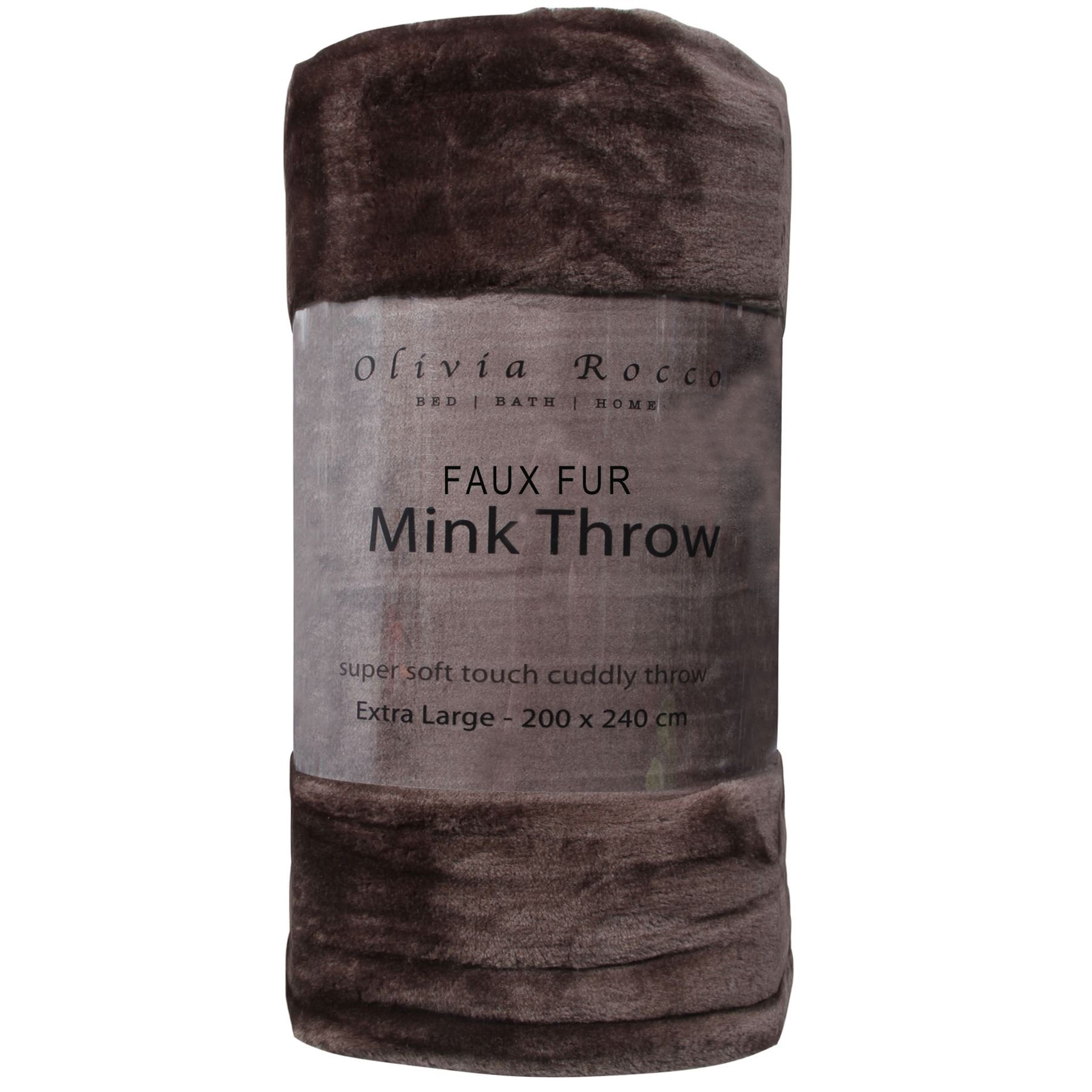 Olivia Rocco Super Soft Raschel Sofa Bed Throw, Faux Fur Mink Blanket Settee Throws, Double King Size, Chocolate, X Large 200 x 240 cm
