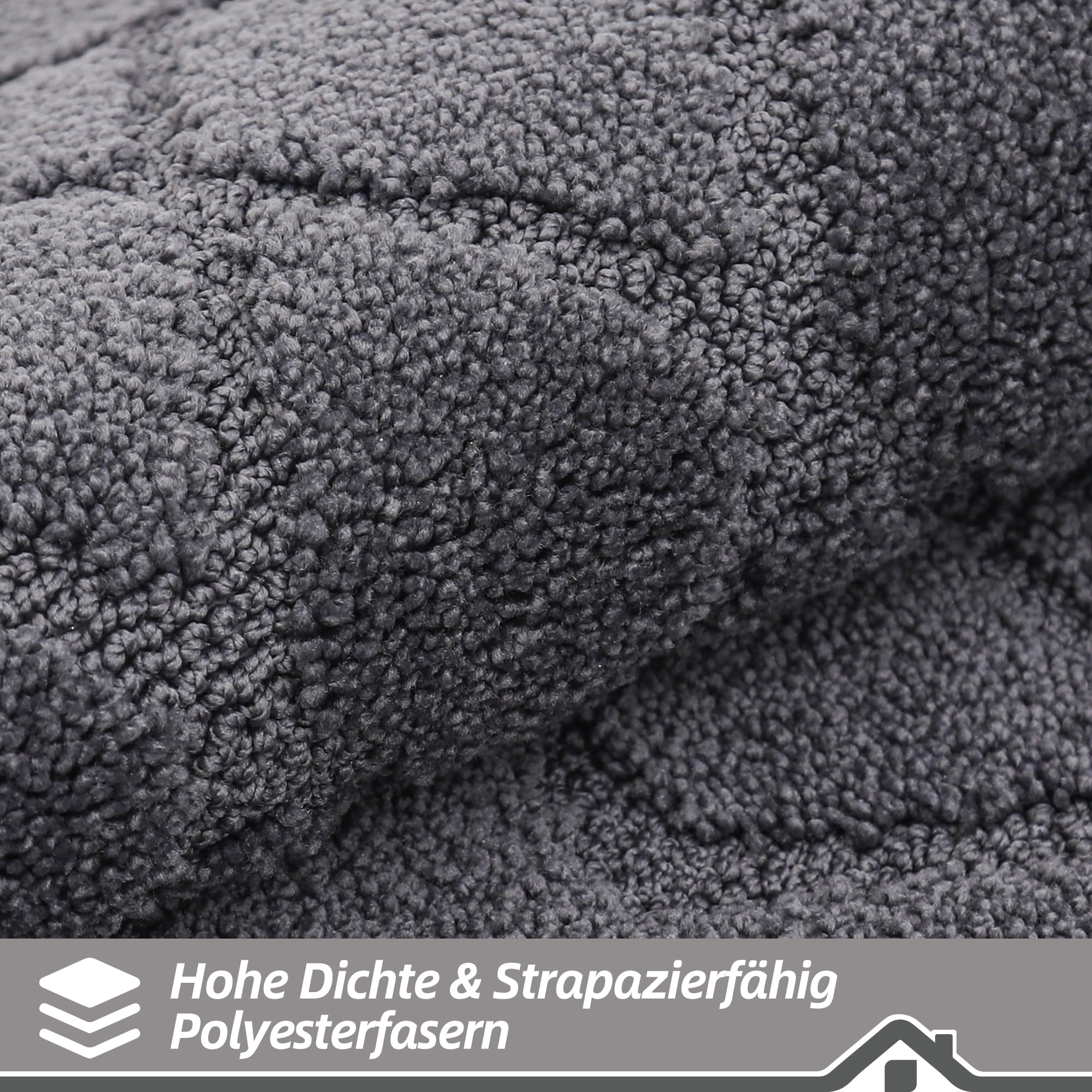BEQHAUSE Küchenteppich 2 Stück rutschfeste, Maschinenwaschbare Küchenmatten, Saugfähige, Weiche Küchenläufer für Küche, Esszimmer, Dunkelgrau, 50X76cm+50X122cm