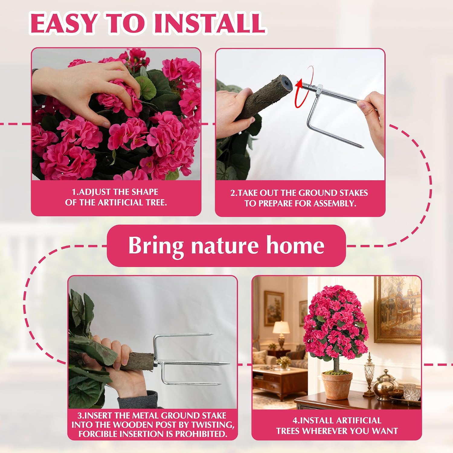 2pc Artificial Flowers For Outdoors, Topiary Trees Artificial Outdoor