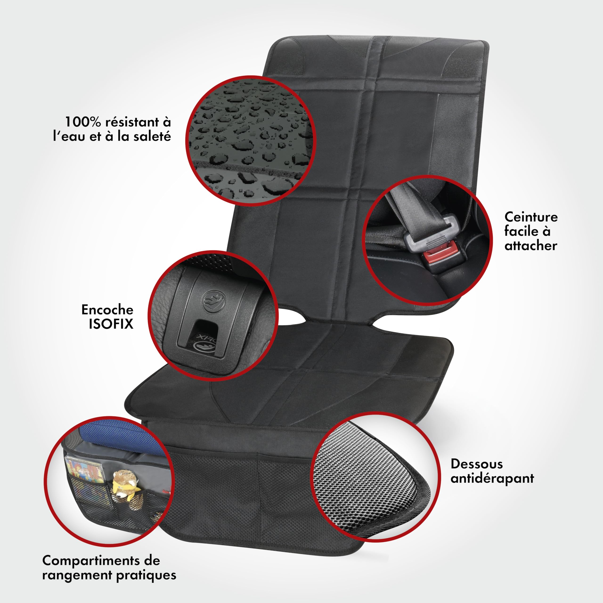 Walser Protège-siège Enfant, Protège-siège Voiture pour siège Enfant, Protège-siège Voiture antidérapant, George Premium XL Compatible ISOFIX Noir
