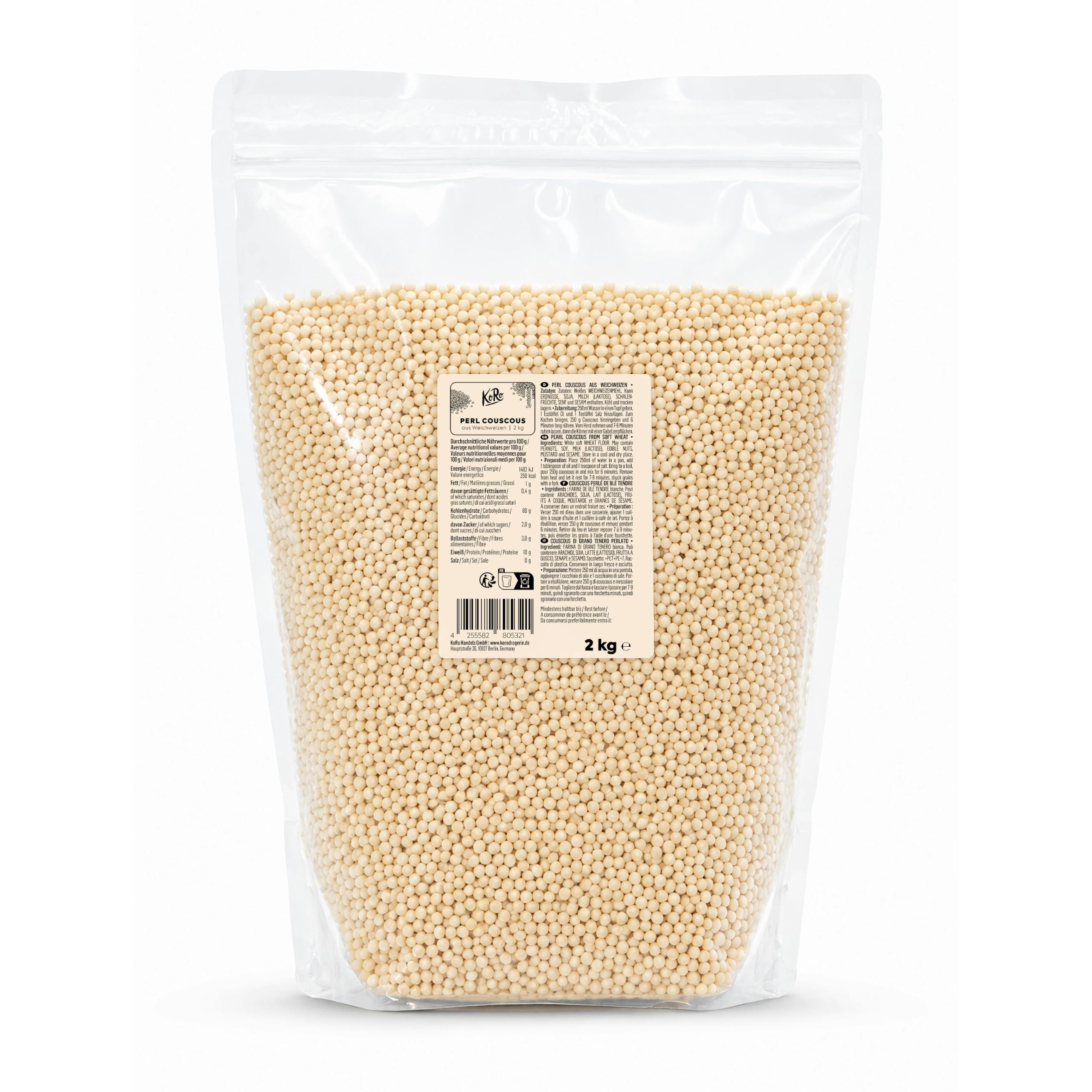 KoRo - Perl Couscous 2 kg - Utilisation multiple - Vegan - Préparation rapide