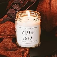 Vista 4 de Sweet Water Decor Hello Fall Candle - Cinnamon Apples & Clove Autumn Fall Scented Candle for Home Decor - 100% Cotton Wick Soy Wax Candles with 40