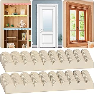 Scalloped Wood Trim - 40 Pack Unfinished Wood Decorative Scalloped Edge Molding Trim, 15.75 x 1.57 in, DIY Wooden Moulding for Cabinet, Shelf, Frames, Wall and Door