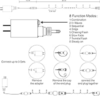Vista 4 de 300 luces LED de Halloween, cadena de luces de Halloween de 98.5 pies con 8 modos de iluminación, mini luz impermeable y conectable, enchufe