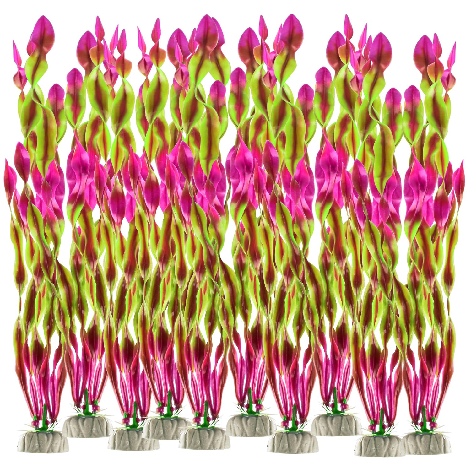 Awxevcik Artificial Green Plants for Aquarium,Plastic Seaweed Water Plants (Wine red)