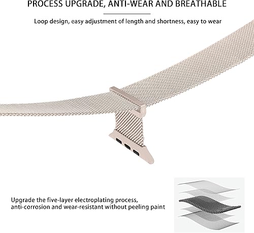 Miniatura 9 de Correa milanesa de metal de acero inoxidable compatible con Apple Watch de 1.496 in, 1.575 in, 1.614 in, 1.654 in, 1.732 in, 1.772 in, 1.772 in,