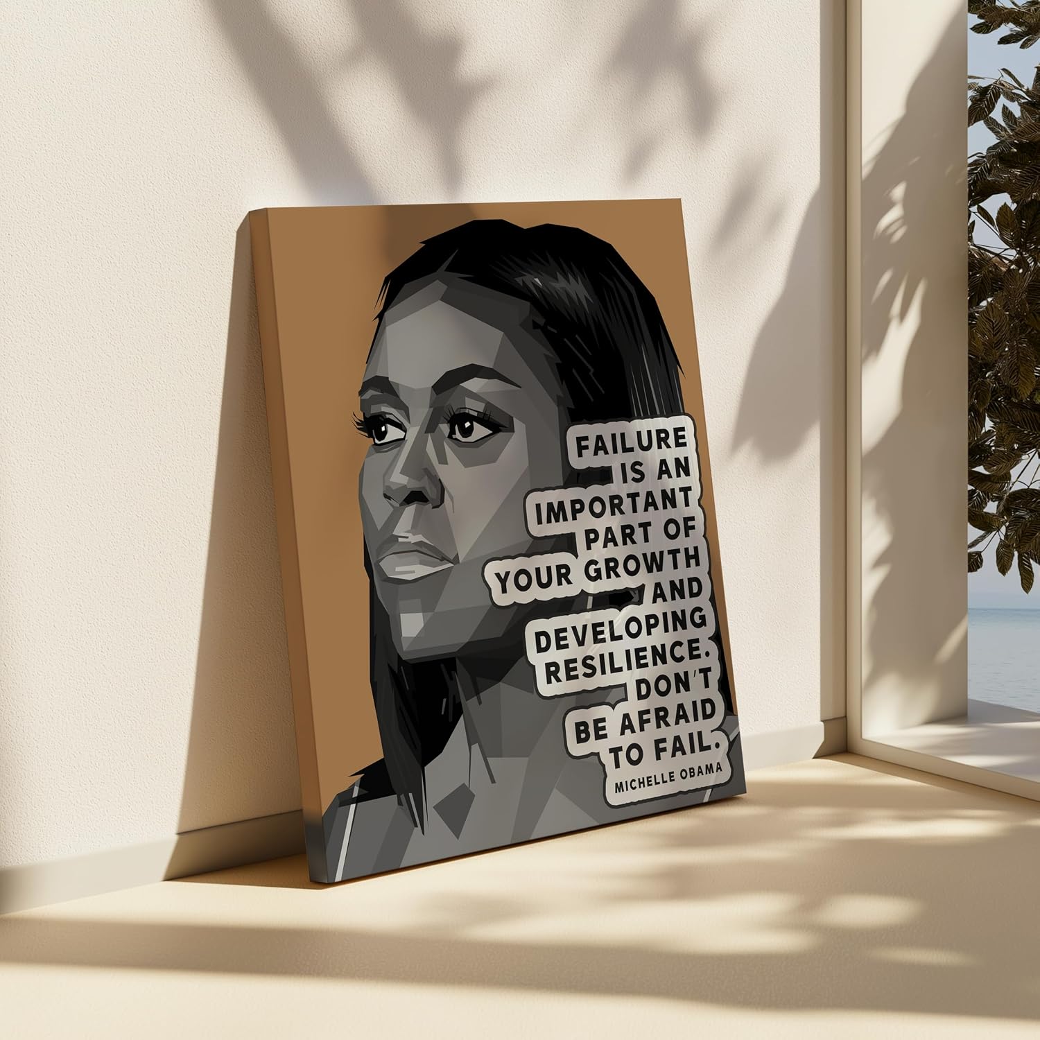 Poster Master Don't Be Afraid To Fail Canvas - Michelle Obama Print - Uplifting Quotes Art - Gift for Him & Her - Motivational Wall Decor for Living Room or Office - 8x10 STRETCHED Canvas