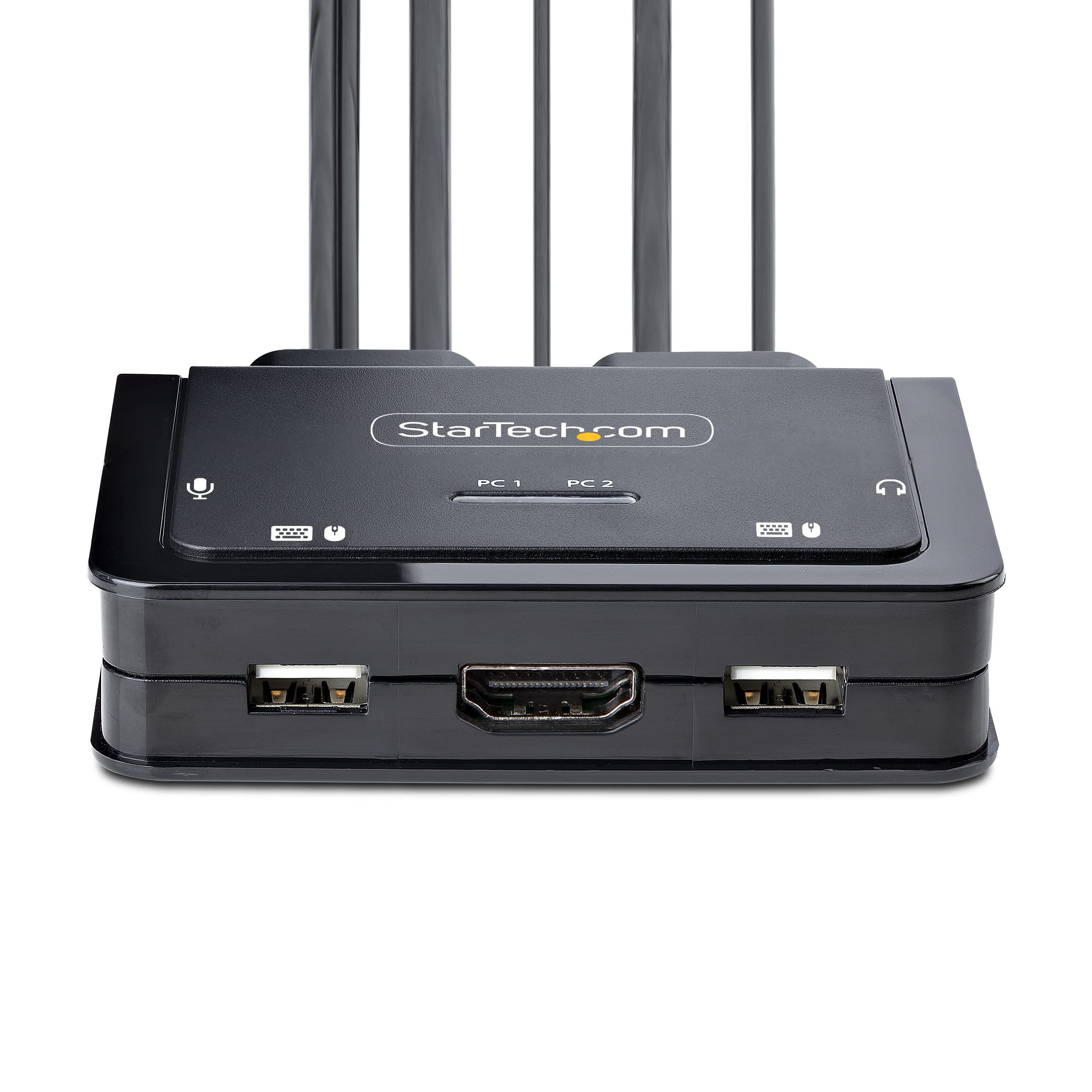 StarTech KVM USB-C e HDMI 2 Porte, 4K 60Hz, Alimentazione USB, Compatto | Commutazione Remota e Hotkey, Design Salvaspazio da Scrivania