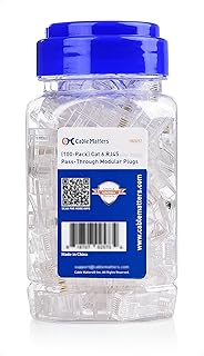 Cable Matters 100-Pack Cat 6 Pass Through RJ45 Connectors (Cat 6 Ends / Cat6 Connector / RJ45 Modular Plugs/Ethernet Plugs/Network Connector) for Solid or Stranded UTP Ethernet Cable