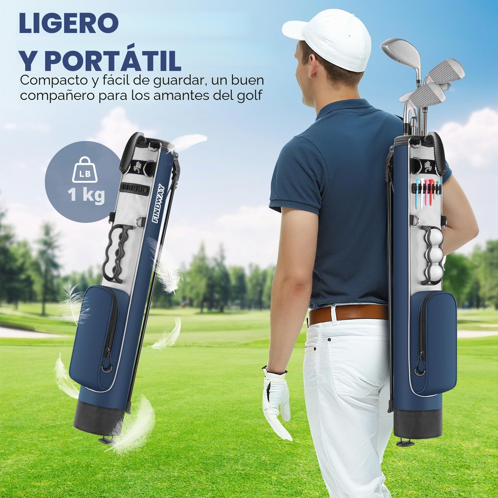Findway Bolsa de Golf Ligera con Soporte y Correa, 31.5 Pulgadas
