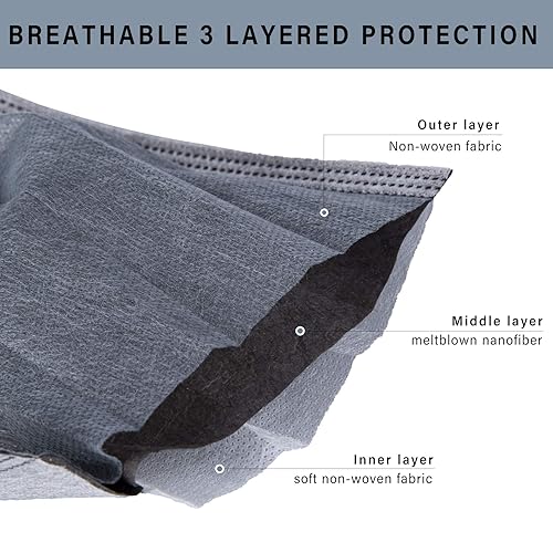 Miniatura 53 de Borje Cubrebocas desechables, 100 unidades, color negro, máscaras faciales de protección de 3 capas Multicolor 100 Uds