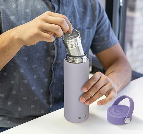 Vista 7 de MIRA Infusor de té térmico de 18 onzas, botella de viaje de acero inoxidable con colador extraíble para té de hojas sueltas, con aislamiento