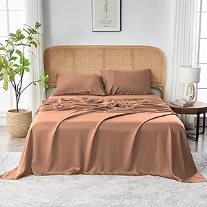 Sijo AiryWeight Tencel Sheet Set, 100% Lyocell Derived from Eucalyptus, Buttery Soft, Architectural Digest 2022 Best Cooling Sheets Winner, 1 Top Sheet Only (Clay, Twin/Twin XL)