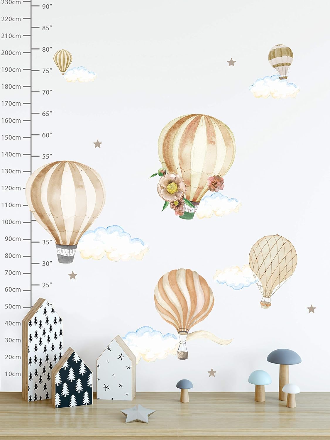Murwall Kids Wall Decal Watercolor Hot Air Balloon Wall Sticker Nursery Removable Peel n Stick Cloud Wall Decals for Girls Boys Bedroom Kindergarten Livingroom Bedroom Playroom
