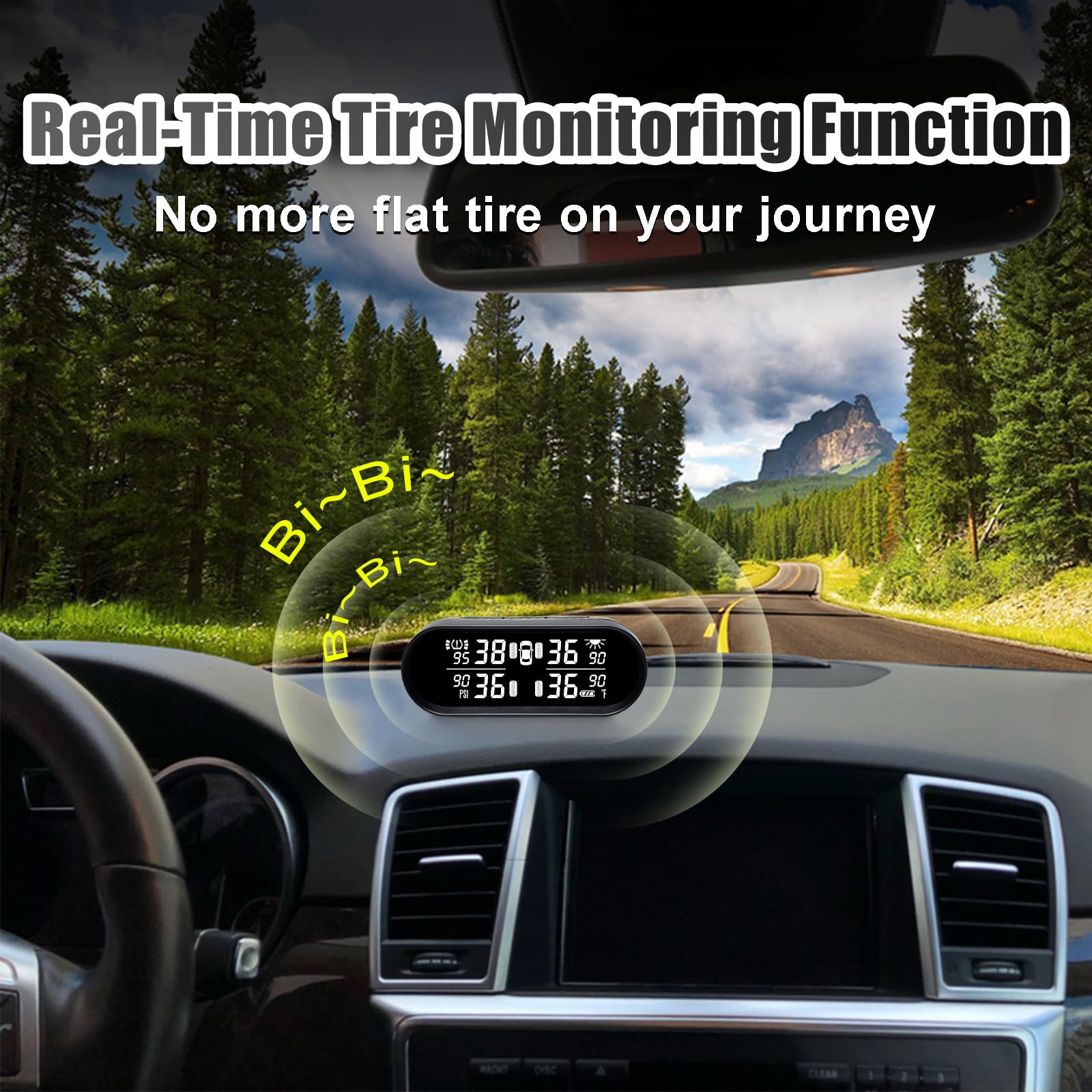 Promata TPMS mit 4 vorgekoppelten Sensoren für Allradantrieb, IP67 wasserdicht, automatische Anhängerhaken-Funktion, Reifendruckmonitor mit 6 Alarmen und Autobatteriespannung für Wohnwagen, Wohnmobil
