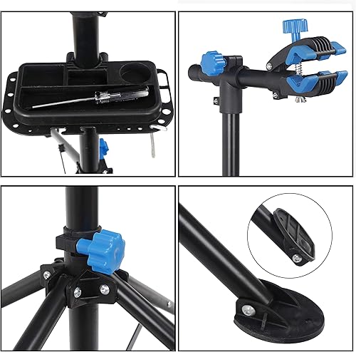 Miniatura 6 de F2C Portátil ajustable de 42.5 a 74 pulgadas Pro Home Mecánico de mantenimiento de acero para bicicleta de reparación de bicicletas, soporte de