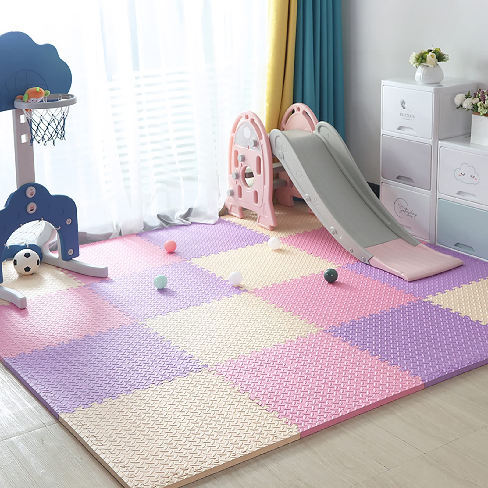 4/6/8/12Pcs piankowe maty do zabawy,Łączące się płytki, Puzzle Playmat na podłogę,Puzzle piankowa mata dla dzieci, Ćwiczenia siłowni z granicą,24"X24"x1",X,12Pcs
