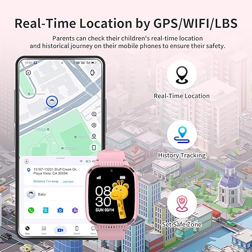 Miniatura 3 de Reloj inteligente 4G para niños con rastreador GPS, llamadas y mensajes de texto, reloj inteligente para niñas con videollamada, chat de voz,