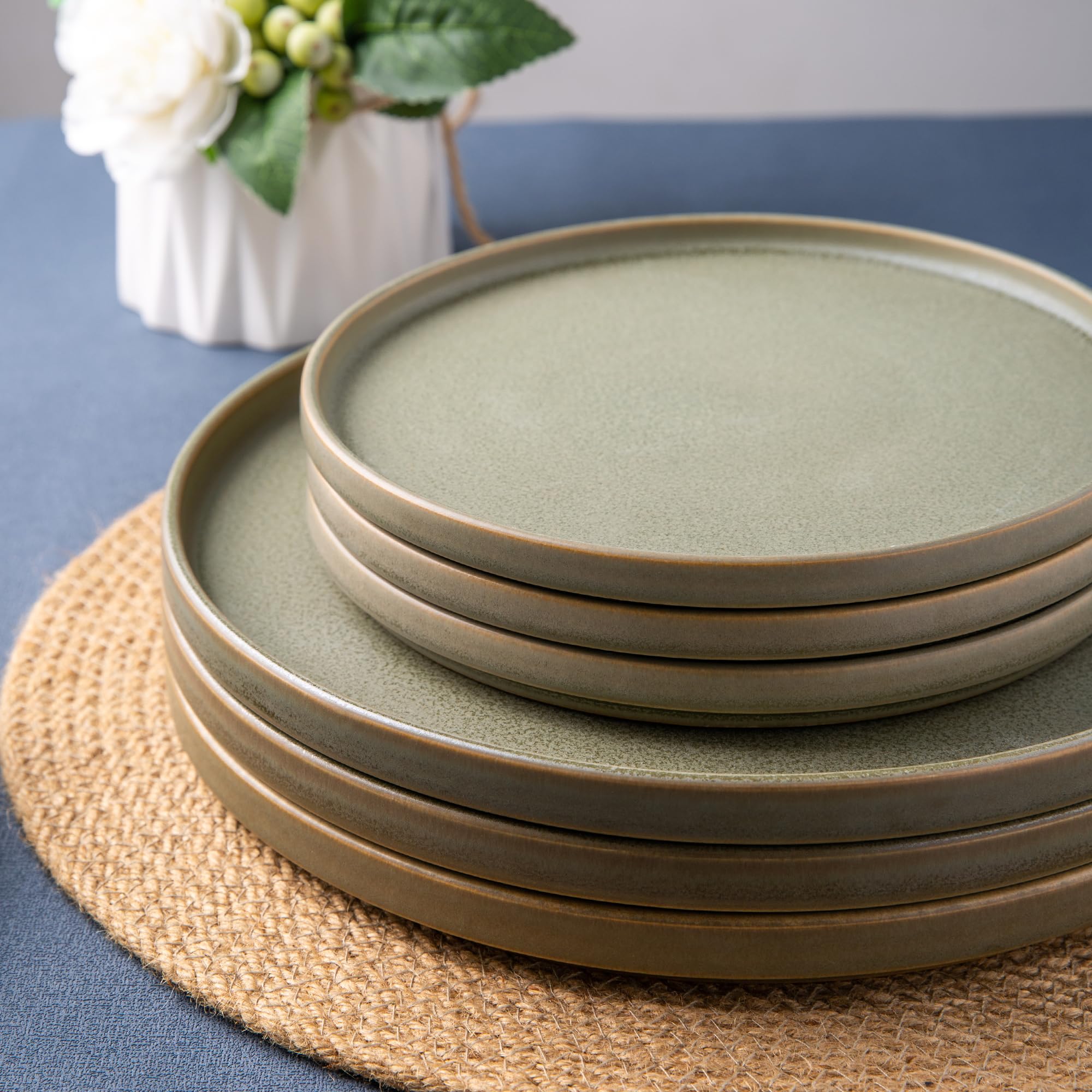 AmorArc Set di 6 piatti da insalata in gres porcellanato, 20 cm, reattivi opachi, set di piatti moderni per cucina, forno a microonde, lavabili in lavastoviglie