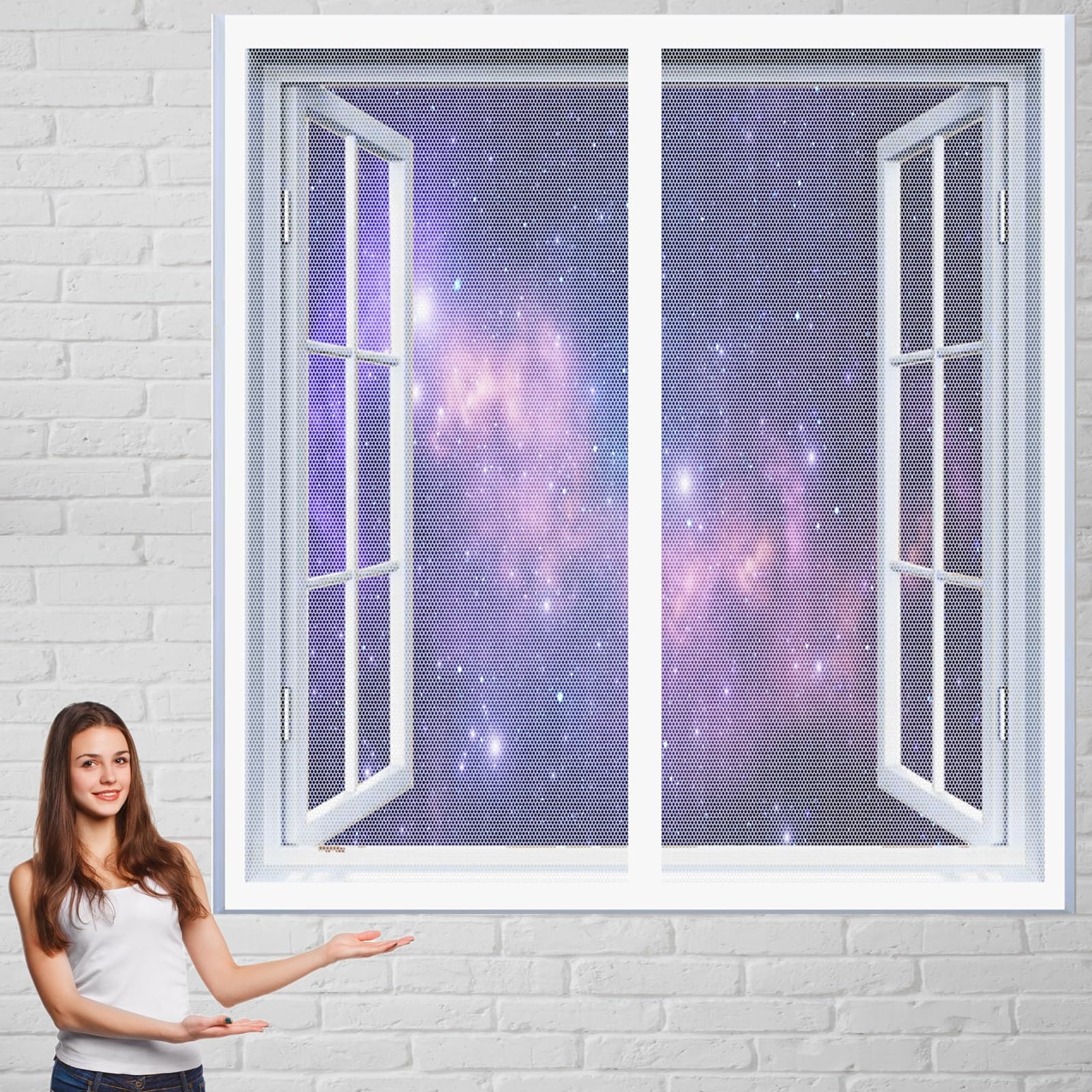 Guogai White Magnetic Door Screen 45 X 80 Cm(18 X 31Inch) Screen Mesh Curtain Magnetic Screen Door Mesh Curtain Keep Fresh Air In & Bugs Out For All Kinds Of Window,
