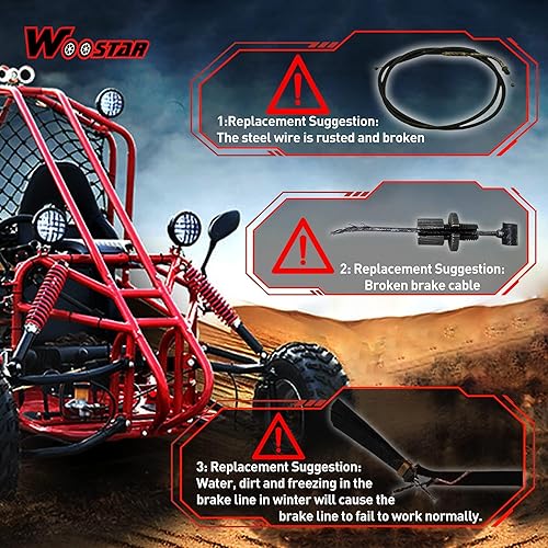 Miniatura 6 de WOOSTAR Cable de freno delantero de 39.76 pulgadas con ajuste de repuesto para 50cc 70cc 90cc 110cc 125cc ATV 4 Wheeler Quad Scooter