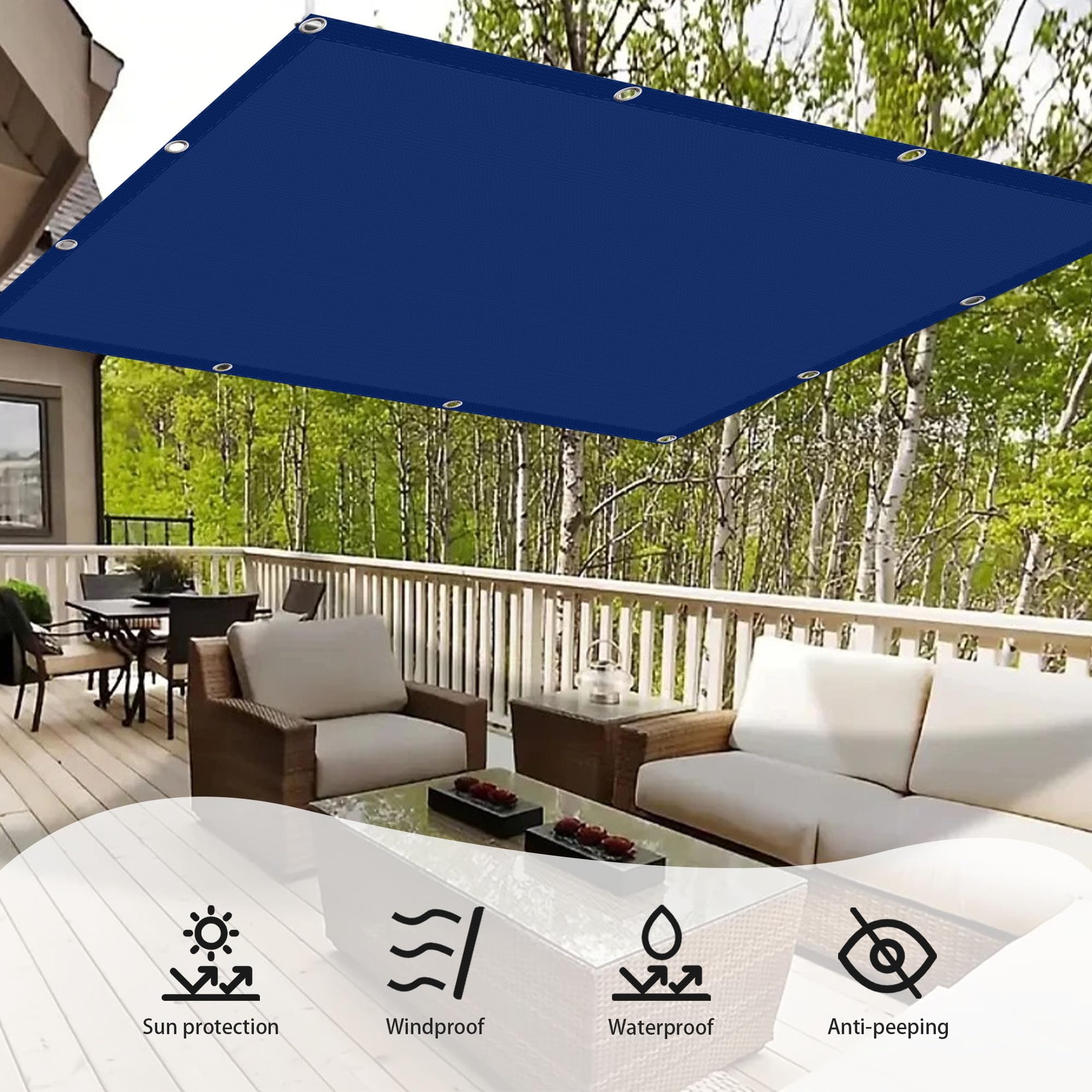 Waterpof Sonnensegel, rechteckig, 50 x 100 cm, UV-Schutz, für Balkon, Garten, Camping, Terrasse, Polyr