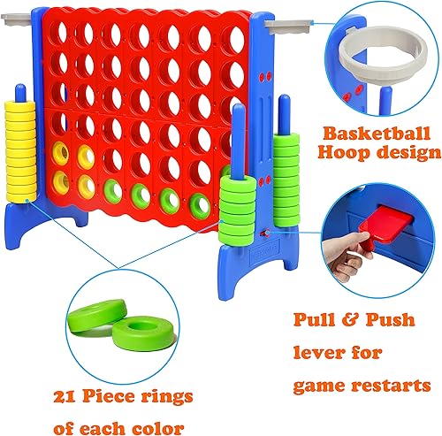 Miniatura 3 de SDADI Juego gigante 4 en una fila para niños y adultos, juego de plástico sin BPA para interiores y exteriores, perfecto para fiestas de vacaciones