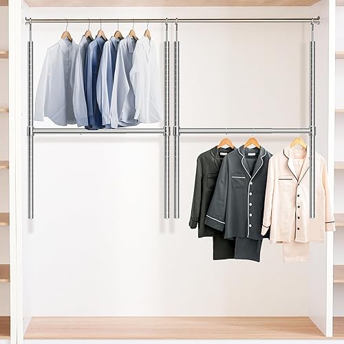 Miniatura 2 de Simple Houseware Varilla ajustable para colgar en el armario, cromada, paquete de 2