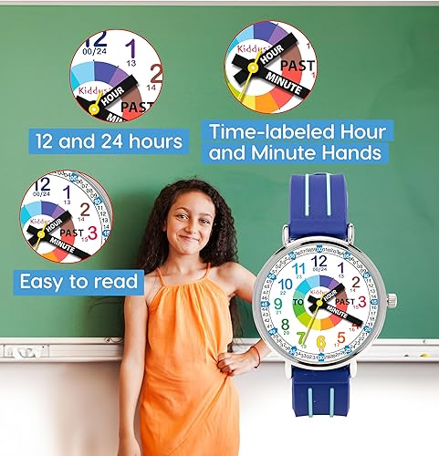 Miniatura 4 de Kiddus Reloj para niños, niños y niñas, reloj de aprendizaje de tiempo para niños, primer reloj de pulsera a partir de 5 años, manecillas de horas y
