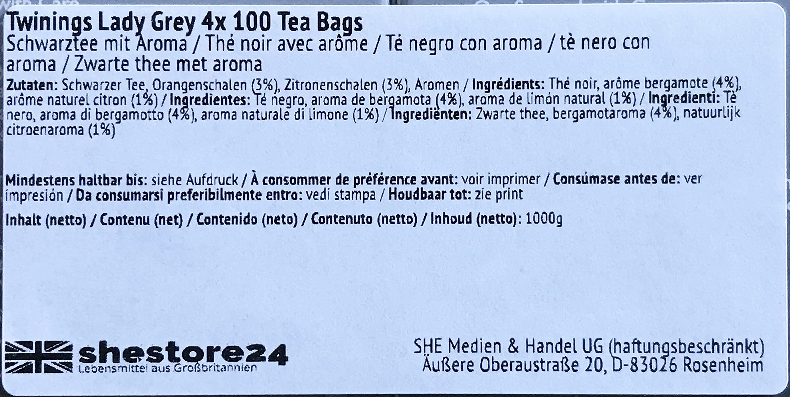 Twinings Lady Grey Tea 4X 100 Bolsa de té