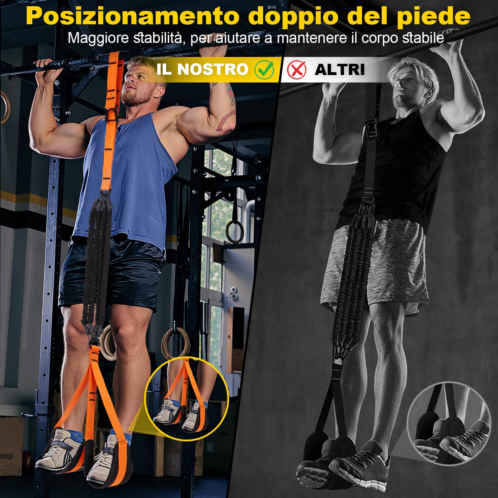 WELSPO Fasce di assistenza per la palestra domestica con manico, ancoraggio alla porta, 4 livelli di resistenza (13,6 kg/27,2 kg/40,8 kg/54,4 kg) set di fasce di resistenza regolabili per trazioni