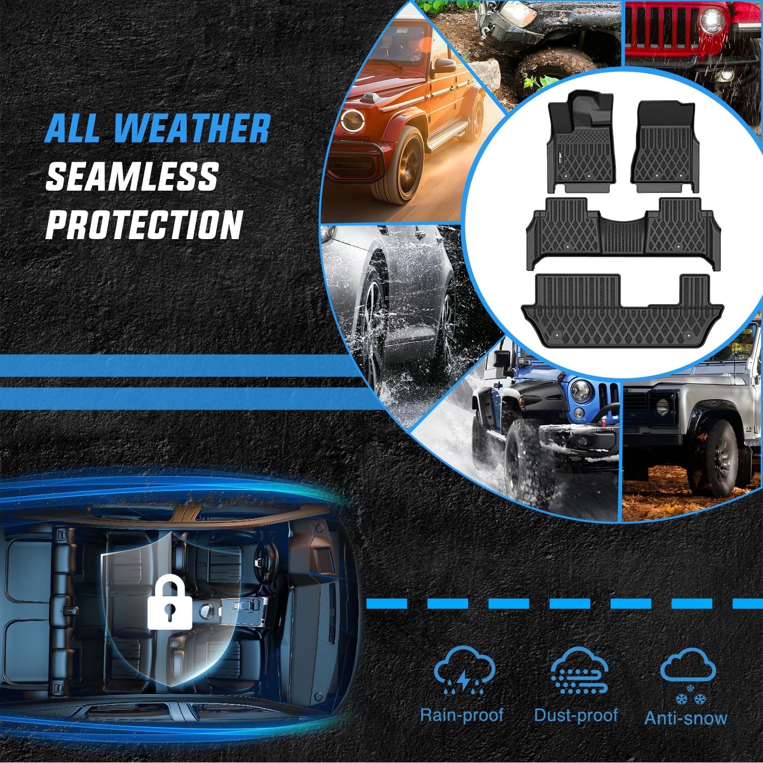 Nilight TPE Floor Mats for Nissan Armada 8 Seats/Infiniti QX80 2025 2026 All Weather Custom Fit Heavy Duty Floor Liners - Image 5