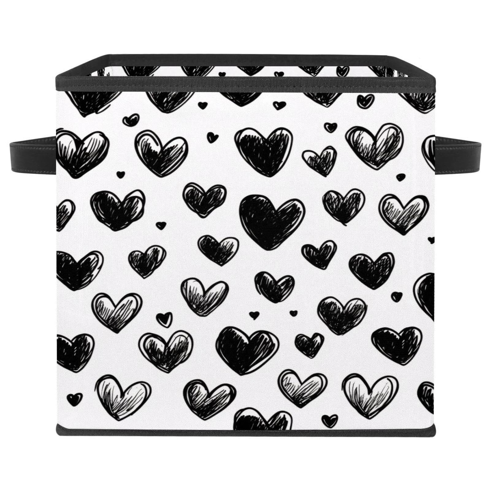 Paniers de rangement pliables en tissu Oxford premium motif Black Lines Love
