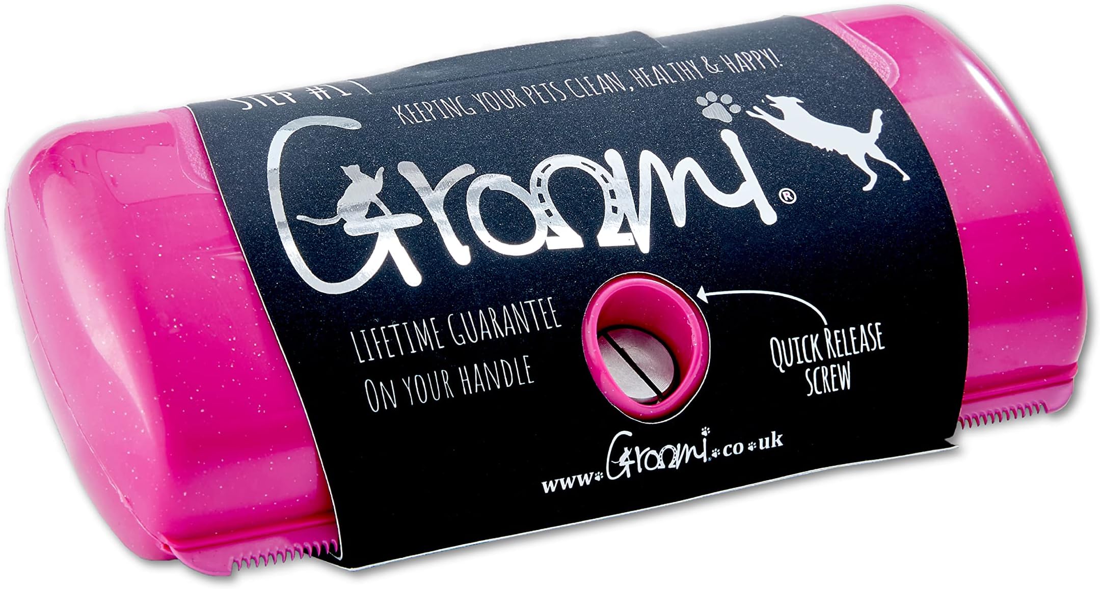 Tool Animal Shedding Brush with Stainless Steel Grooming Comb, Suitable for Dogs, Cats, Horses & More - Diamond Pink