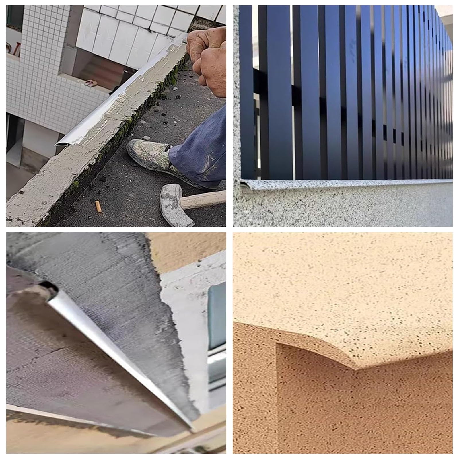 vierteaguas muro exterior Línea de goteo para aleros, 2 x 50, 8 x 180 cm, deflector de techo de metal para cornisa de pared exterior, cerca/alféizar de ventana(W 20 MM L 120 CM)