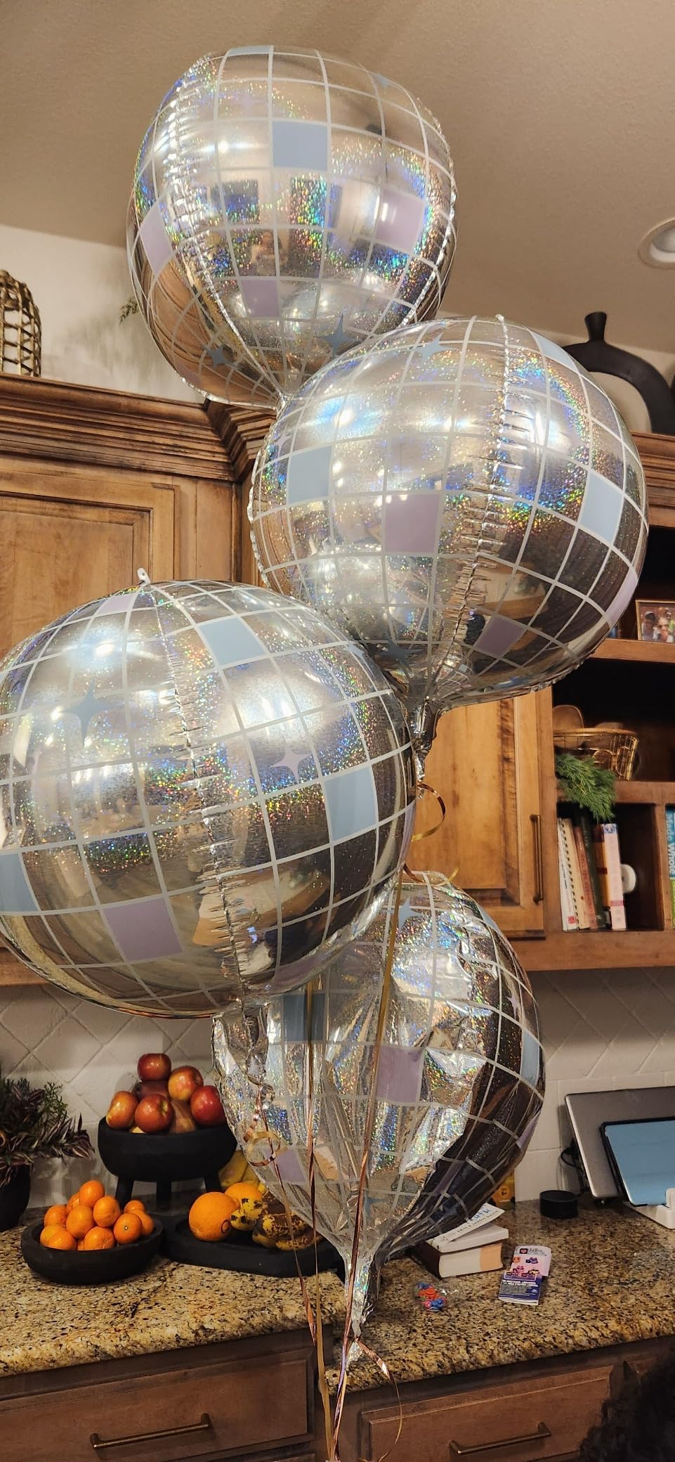 9pcs 22inch 4d Iridescent Disco balloons,Laser sliver Disco balloons Bachelorette Decorations.70S disco birthday party decorations supplies