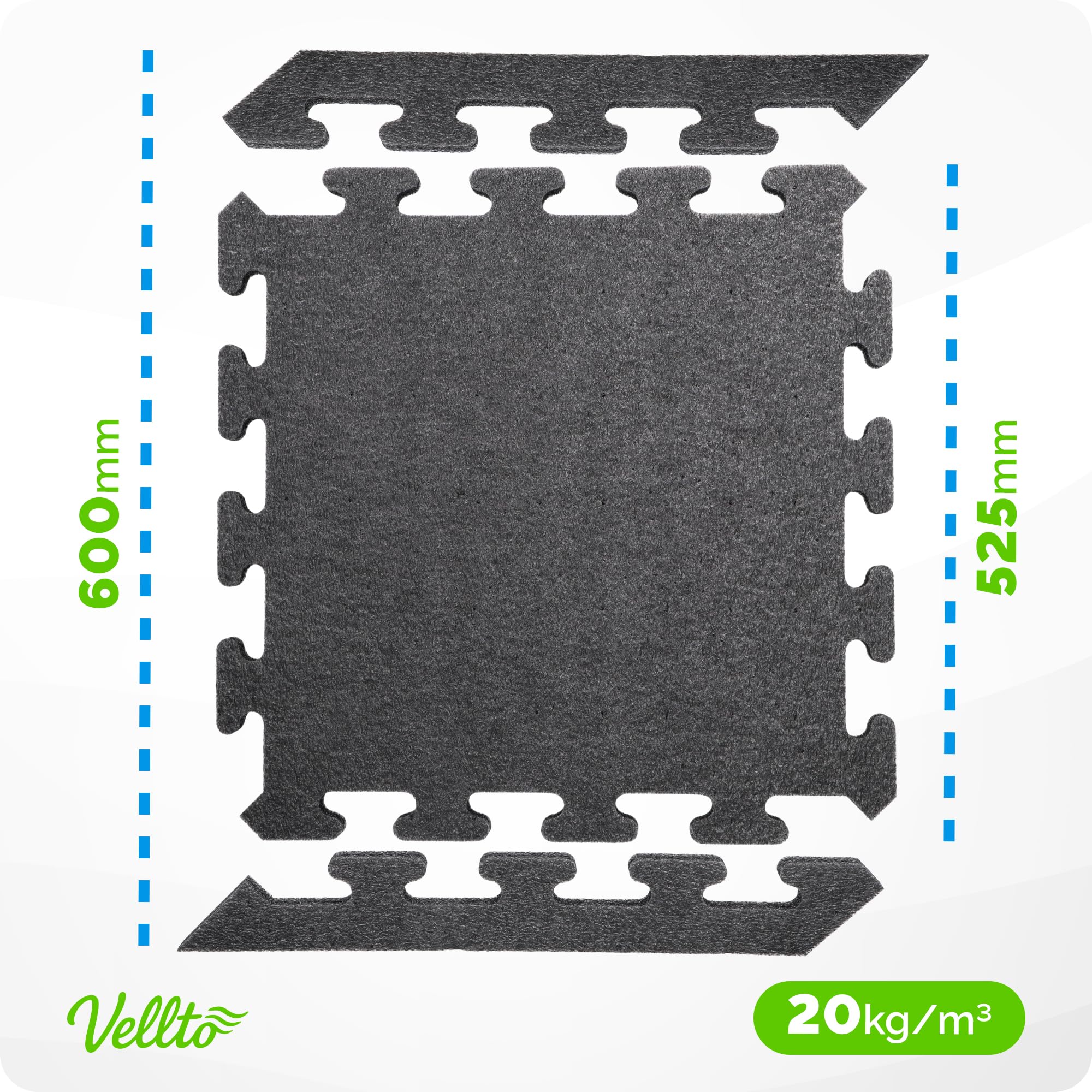 Tappeto Mattonelle 1088 mm x 1088 mm 2 cm 12x Puzzle Spessore Protezione Pavimento Gomma Eva Fitness Base Piscina Incastro Impermeabile Sottofondo Sistema Modulare Idrorepellente