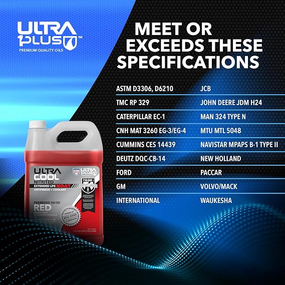 UltraCool NOAT Nitrite and Molybdate Antifreeze Coolant 50/50 Red 55 Gal